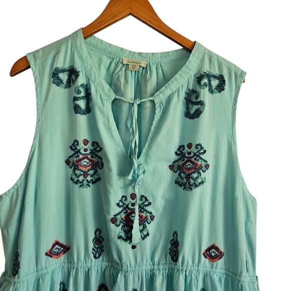 Sundance Blue Embroidered Boho Maxi Dress Sleeveless Summer Casual Plus XXL - Picture 5 of 14